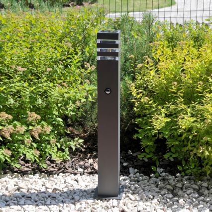 Auβenleuchte mit Sensor TEKSAS 1xE27/12W/230V IP44 74 cm Graphit