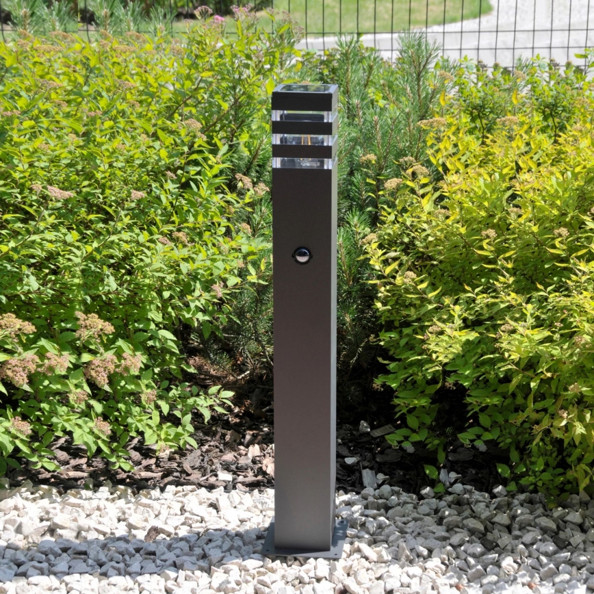 Auβenleuchte mit Sensor TEKSAS 1xE27/12W/230V IP44 74 cm Graphit