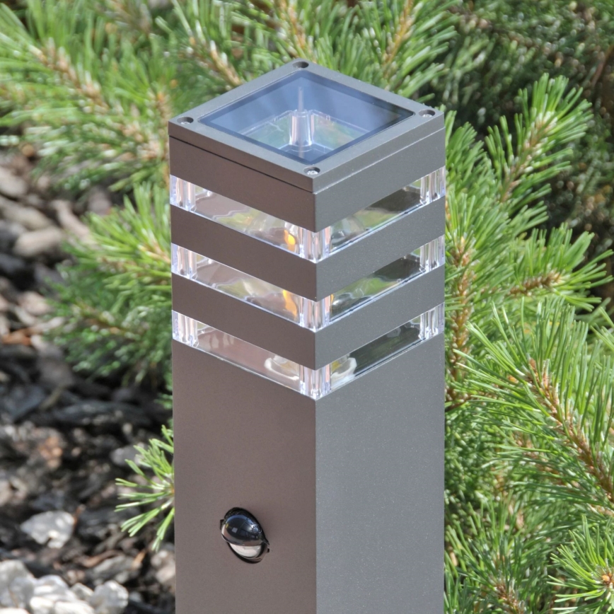 Auβenleuchte mit Sensor TEKSAS 1xE27/12W/230V IP44 74 cm Graphit