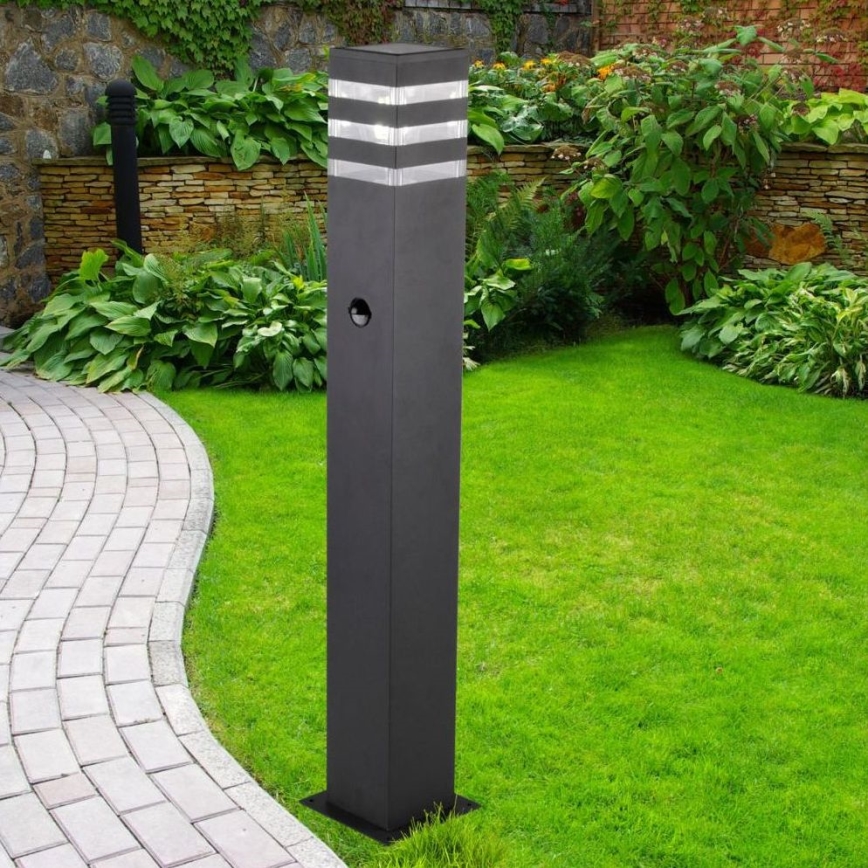 Auβenleuchte mit Sensor TEKSAS 1xE27/12W/230V IP44 74 cm Graphit
