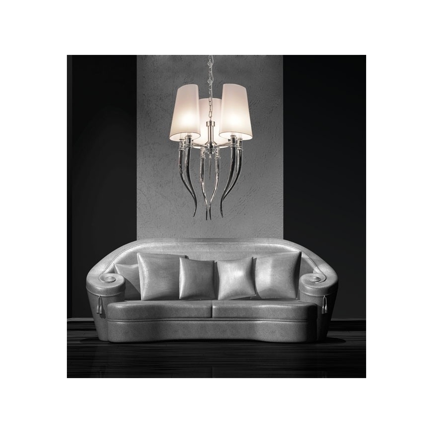 Azzardo AZ0028 - Lampadario su fune DIABLO 6xE14/11W/230V bianco