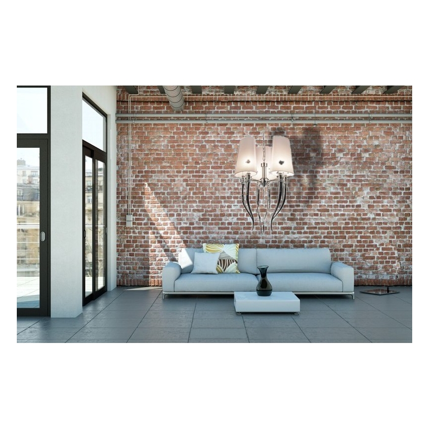 Azzardo AZ0028 - Lampadario su fune DIABLO 6xE14/11W/230V bianco