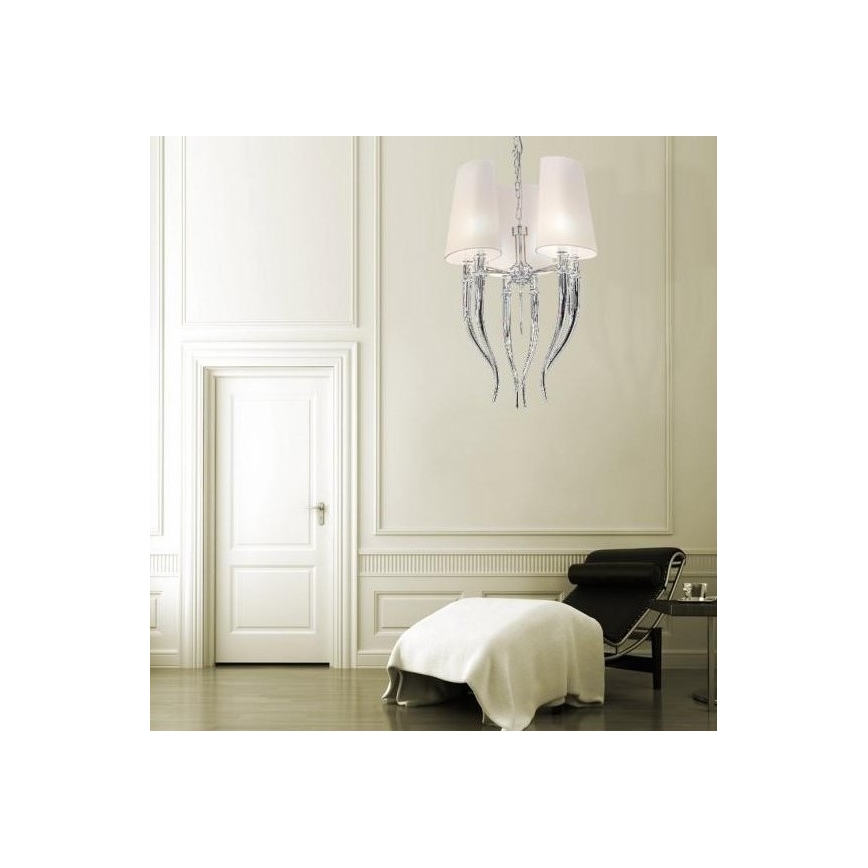 Azzardo AZ0028 - Lampadario su fune DIABLO 6xE14/11W/230V bianco