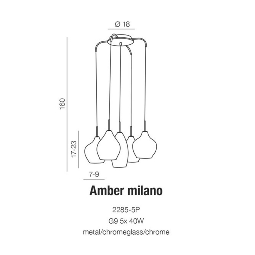 Azzardo AZ3076 - Lampadario a sospensione con filo AMBER 5xG9/40W/230V