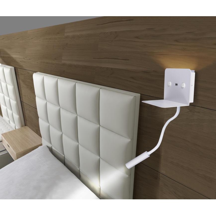 Azzardo AZ4417 - LED Lampada flessibile piccola con ripiano VERA 1xLED/5W/230V + 1xLED/6W	bianca