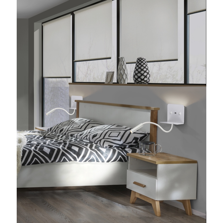 Azzardo AZ4417 - LED Lampada flessibile piccola con ripiano VERA 1xLED/5W/230V + 1xLED/6W	bianca