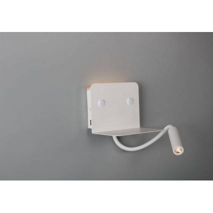 Azzardo AZ4417 - LED Lampada flessibile piccola con ripiano VERA 1xLED/5W/230V + 1xLED/6W	bianca