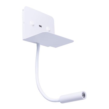 Azzardo AZ4417 - LED Lampada flessibile piccola con ripiano VERA 1xLED/5W/230V + 1xLED/6W	bianca