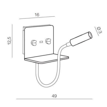 Azzardo AZ4417 - LED Petite lampe flexible avec étagère VERA 1xLED/5W/230V + 1xLED/6W blanc
