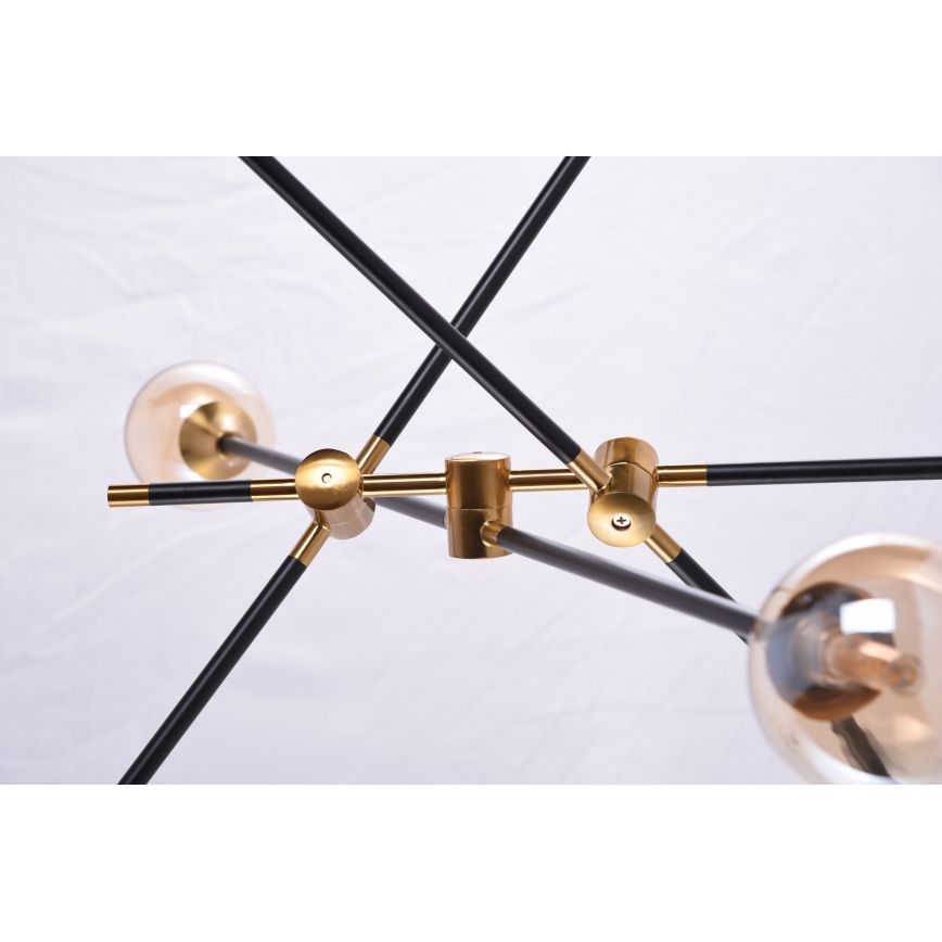 Azzardo AZ4700 - Kronleuchter auf Mast SOLEN 6xG9/30W/230V schwarz/gold