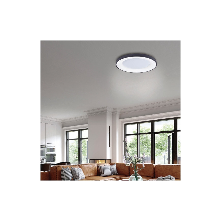 Azzardo AZ4995 - Dimmbare LED-Deckenleuchte SANTANA LED/80W/230V schwarz + Fernbedienung