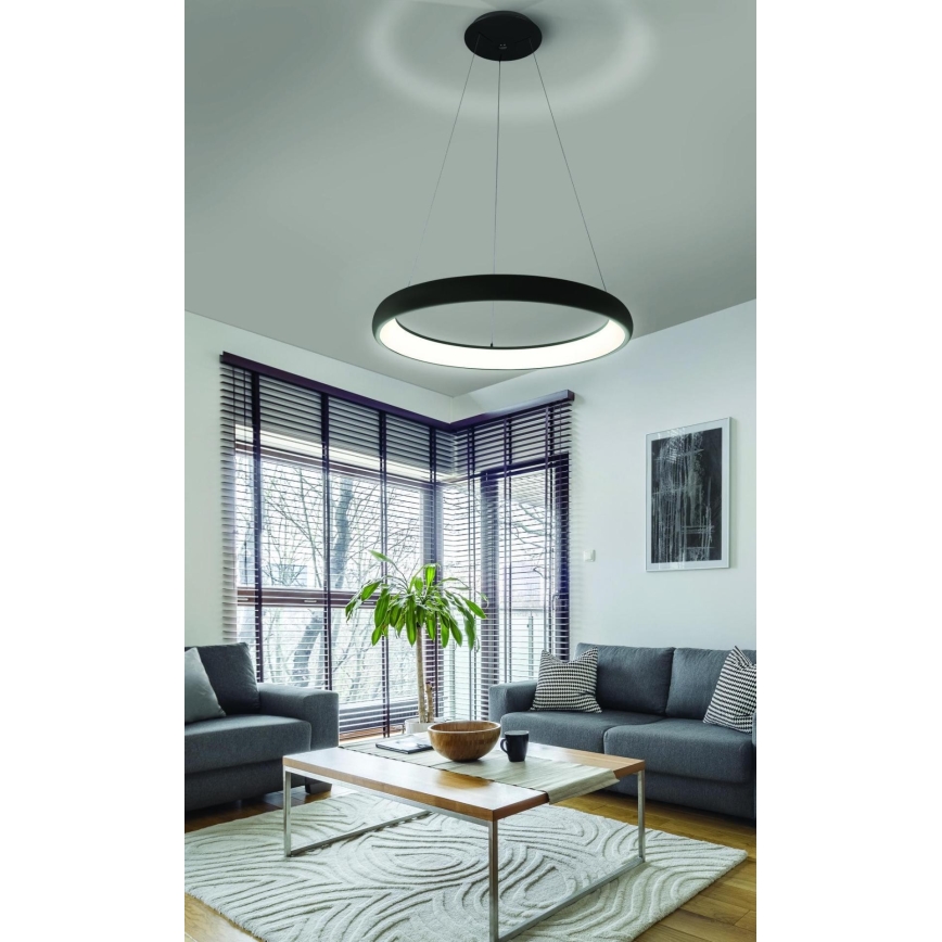 Azzardo AZ5066 - Lampadario a sospensione con filo LED dimmerabile ANTONIO LED/80W/230V nero + telecomando