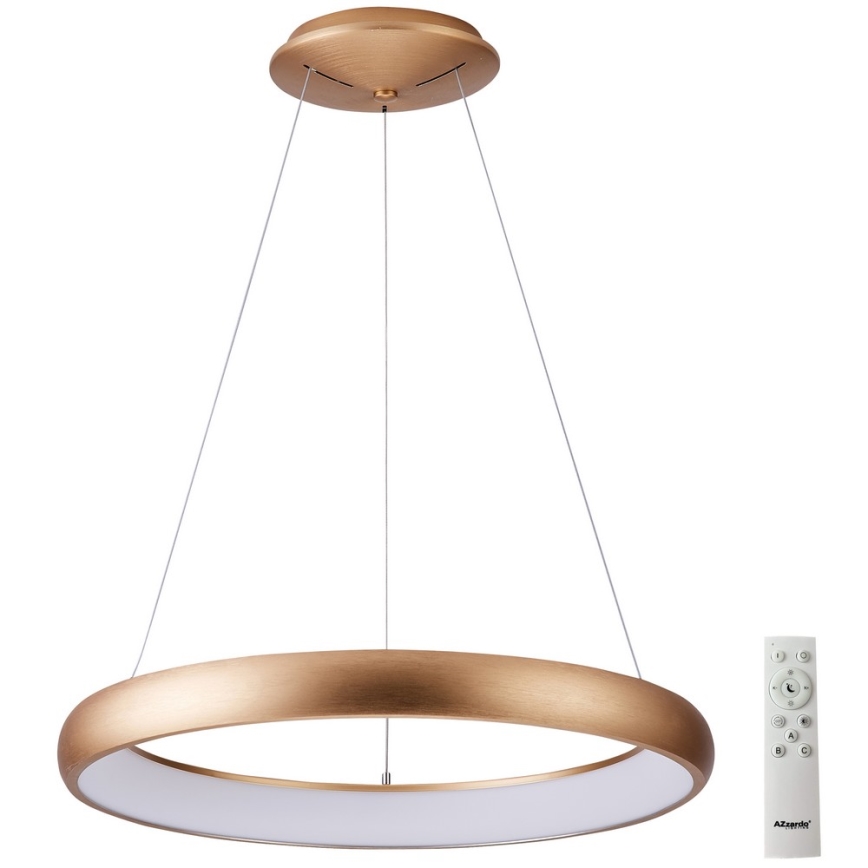 Azzardo AZ5067 - Lampadario a sospensione con filo LED dimmerabile ANTONIO LED/80W/230V oro + telecomando