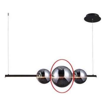 Azzardo - Vetro di ricambio per lampadario SANDRA nero/cromo - grande diametro 22 cm