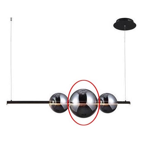 Azzardo - Vetro di ricambio per lampadario SANDRA nero/cromo - grande diametro 22 cm