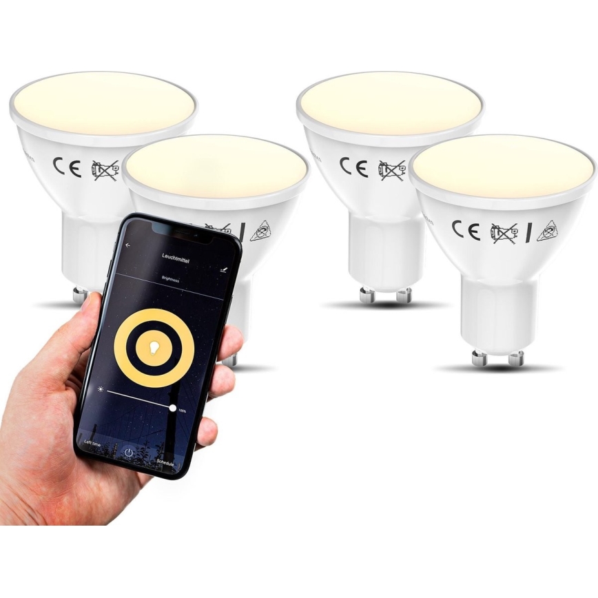 B.K. Licht 1261 - SET 4x Dimmbares LED-Leuchtmittel GU10/5,5W/230V Wi-Fi Tuya 2700K