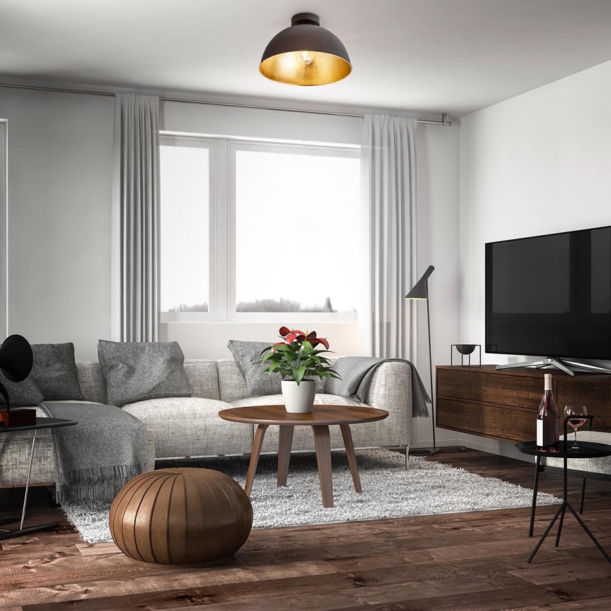 B.K. Licht 1322 - Deckenleuchte 1xE27/60W/230V schwarz/golden