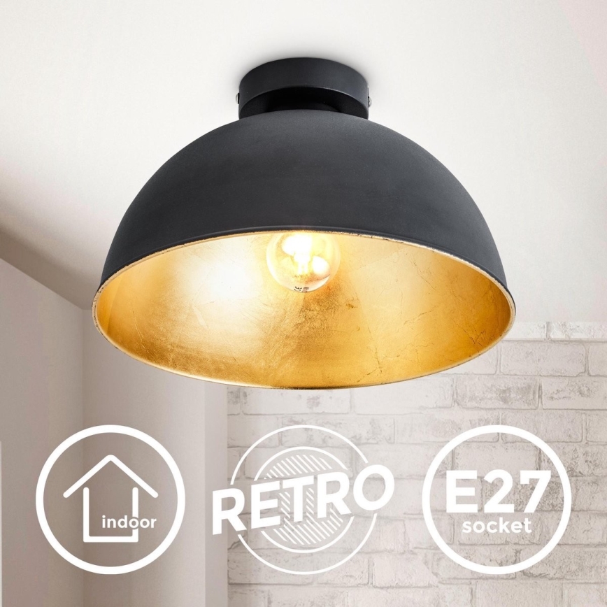 B.K. Licht 1322 - Deckenleuchte 1xE27/60W/230V schwarz/golden
