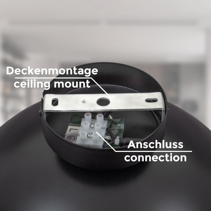 B.K. Licht 1322 - Deckenleuchte 1xE27/60W/230V schwarz/golden