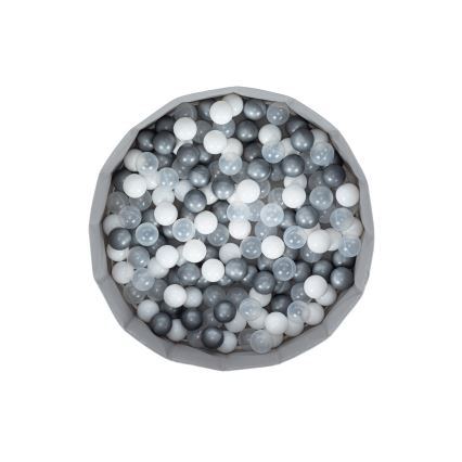 Piscine sèche pour enfants avec balles, diamètre 80 cm, blanc/gris