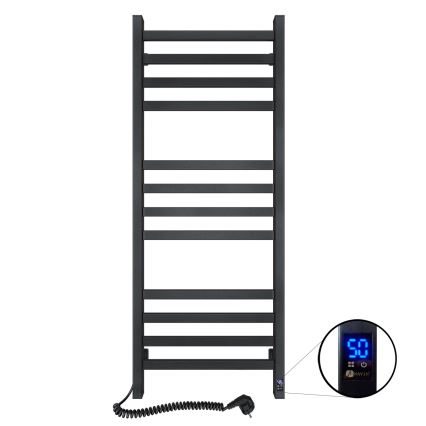 Badezimmer-Handtuchheizkörper mit Thermostat AVANGARD 459W/230V 120,6 cm IP44 schwarz links eckig