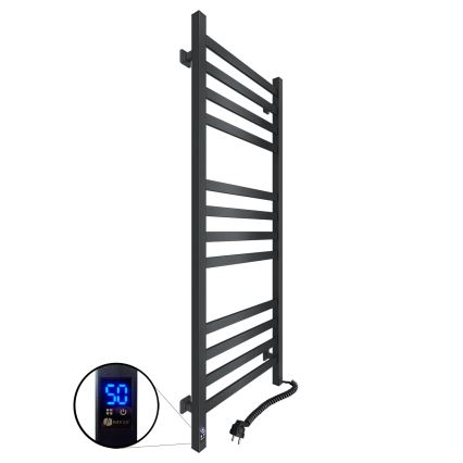 Badezimmer-Leiterheizkörper mit Thermostat AVANGARD 459W/230V 120,6 cm IP44 schwarz rechts eckig