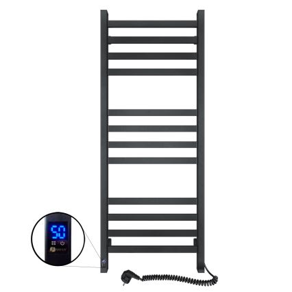 Badezimmer-Leiterheizkörper mit Thermostat AVANGARD 459W/230V 120,6 cm IP44 schwarz rechts eckig