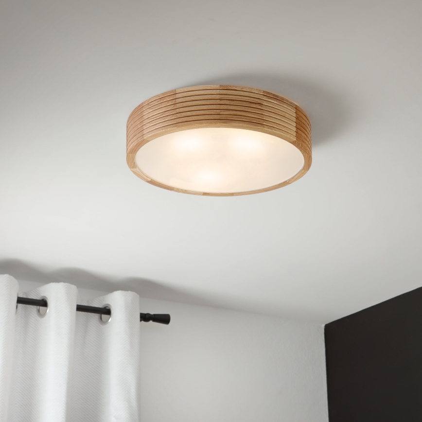 Badezimmer-Deckenleuchte LINARO 3xE27/15W/230V IP54 Eiche Ø 37 cm