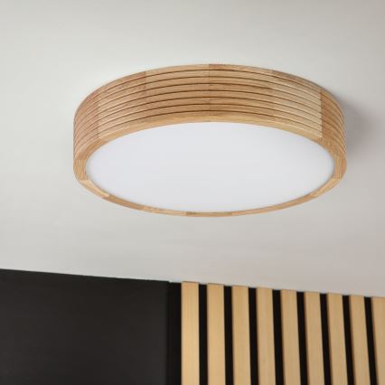 Badezimmer-Deckenleuchte LINARO 3xE27/15W/230V IP54 Eiche Ø 37 cm