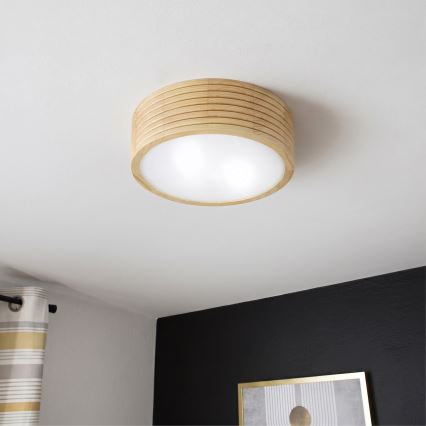 Badezimmer-Deckenleuchte NATURAL MODERN 2xE27/15W/230V IP54 Ø 27,5 cm Kiefer