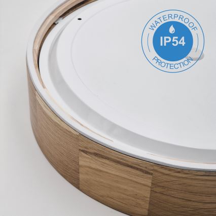 Badezimmer-Deckenleuchte OAK 3xE27/15W/230V Eiche Ø 37 cm IP54