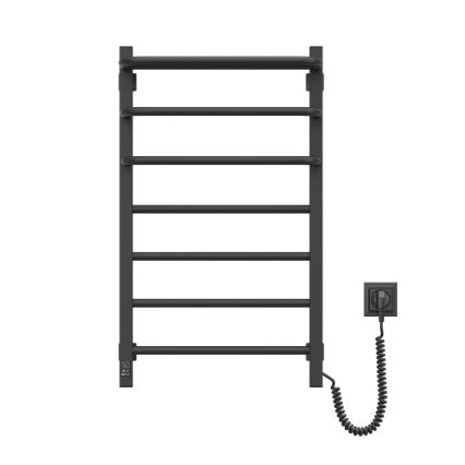 Badezimmer-Elektro-Heizkörper mit Thermostat FORTIS 350W/230V 80,6 cm IP44 schwarz rechts eckig