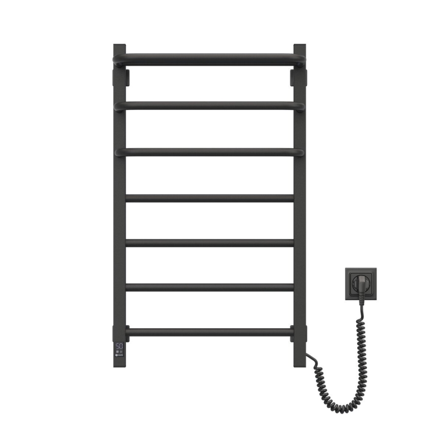Badezimmer-Elektro-Heizkörper mit Thermostat FORTIS 350W/230V 80,6 cm IP44 schwarz rechts eckig