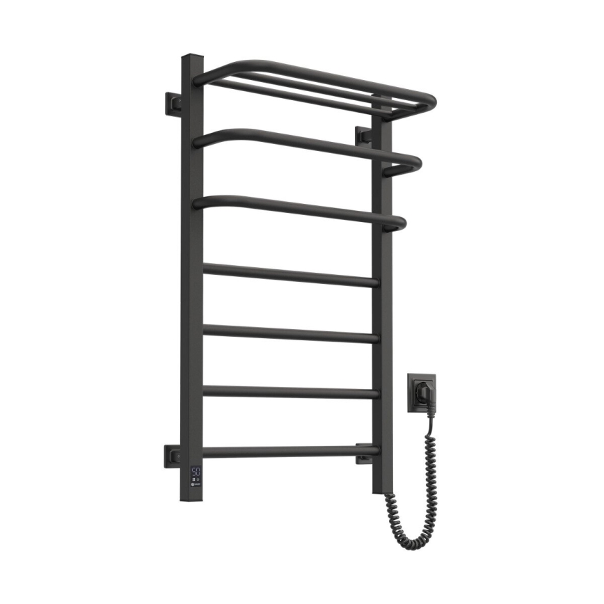 Badezimmer-Elektro-Heizkörper mit Thermostat FORTIS 350W/230V 80,6 cm IP44 schwarz rechts eckig