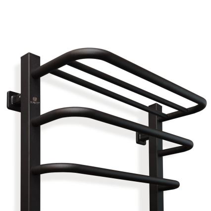 Badezimmer-Elektro-Heizkörper mit Thermostat FORTIS 350W/230V 80,6 cm IP44 schwarz rechts eckig