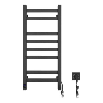 Badezimmer-Handtuchheizkörper AVANGARD mit Thermostat, 251 W/230 V, 80,6 cm, IP44, schwarz, rechts, eckig