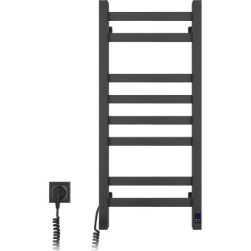 Badezimmer-Handtuchheizkörper mit Thermostat AVANGARD 251W/230V 80,6 cm IP44 schwarz links eckig