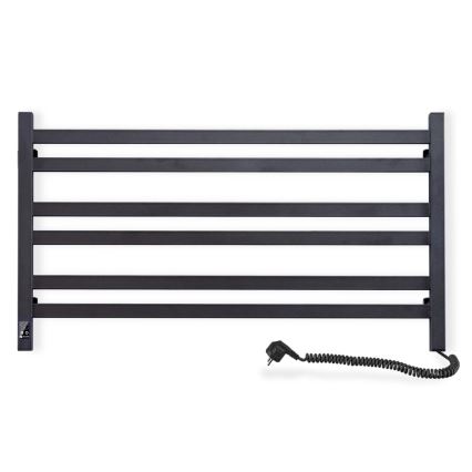 Badezimmer-Leiterheizkörper mit Thermostat AVANGARD 316W/230V 50,6 cm IP44 schwarz rechts eckig