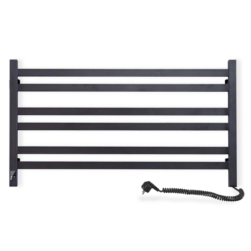 Badezimmer-Leiterheizkörper mit Thermostat AVANGARD 316W/230V 50,6 cm IP44 schwarz rechts eckig