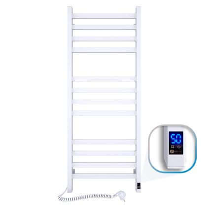 Handtuchheizkörper für Badezimmer mit Thermostat AVANGARD 459W/230V 120,6 cm IP44, weiß, links, eckig