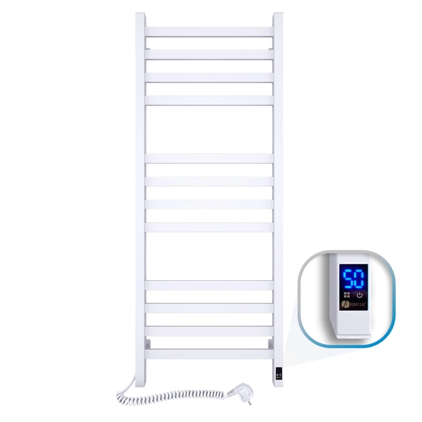 Handtuchheizkörper für Badezimmer mit Thermostat AVANGARD 459W/230V 120,6 cm IP44, weiß, links, eckig