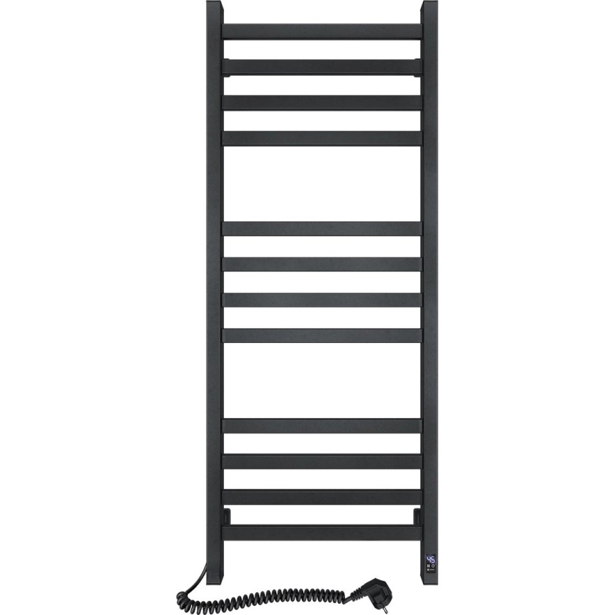 Badezimmer-Handtuchheizkörper mit Thermostat AVANGARD 459W/230V 120,6 cm IP44 schwarz links eckig
