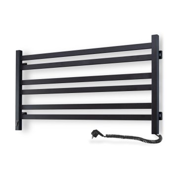 Badezimmer-Leiterheizkörper mit Thermostat AVANGARD 316W/230V 50,6 cm IP44 schwarz rechts eckig