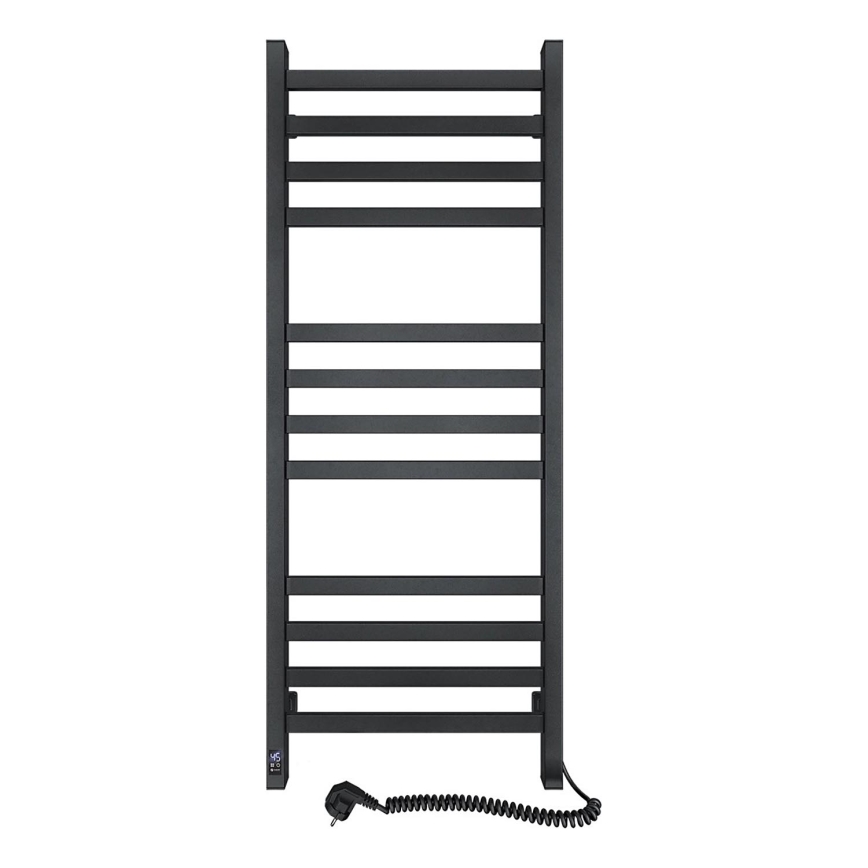Badezimmer-Leiterheizkörper mit Thermostat AVANGARD 459W/230V 120,6 cm IP44 schwarz rechts eckig