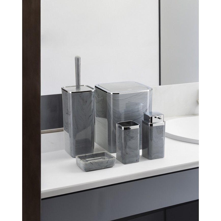 Badezimmer-Set GRIS 5 Stk. grau/glänzendes Chrom