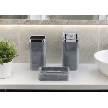 Badezimmer-Set GRIS 5 Stk. grau/glänzendes Chrom