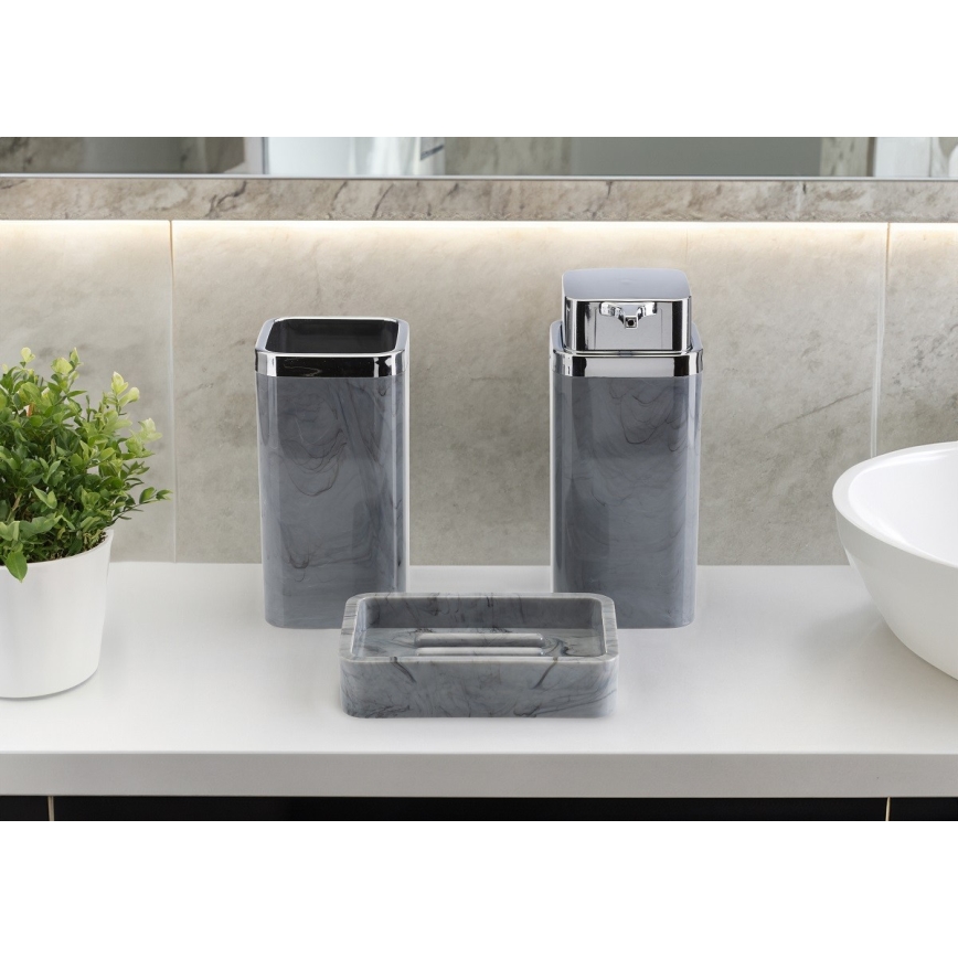 Badezimmer-Set GRIS 5 Stk. grau/glänzendes Chrom
