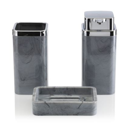 Badezimmer-Set GRIS 5 Stk. grau/glänzendes Chrom