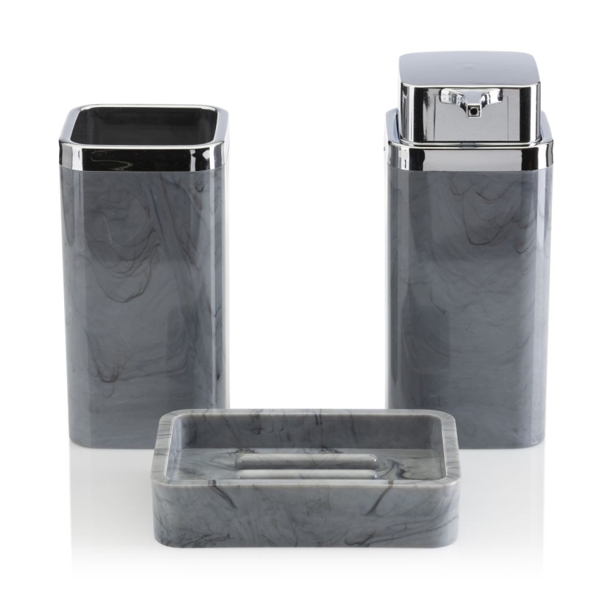 Badezimmer-Set GRIS 5 Stk. grau/glänzendes Chrom