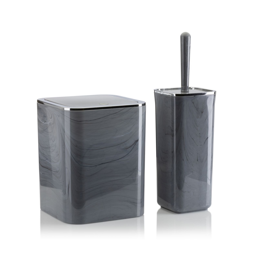 Badezimmer-Set GRIS 5 Stk. grau/glänzendes Chrom